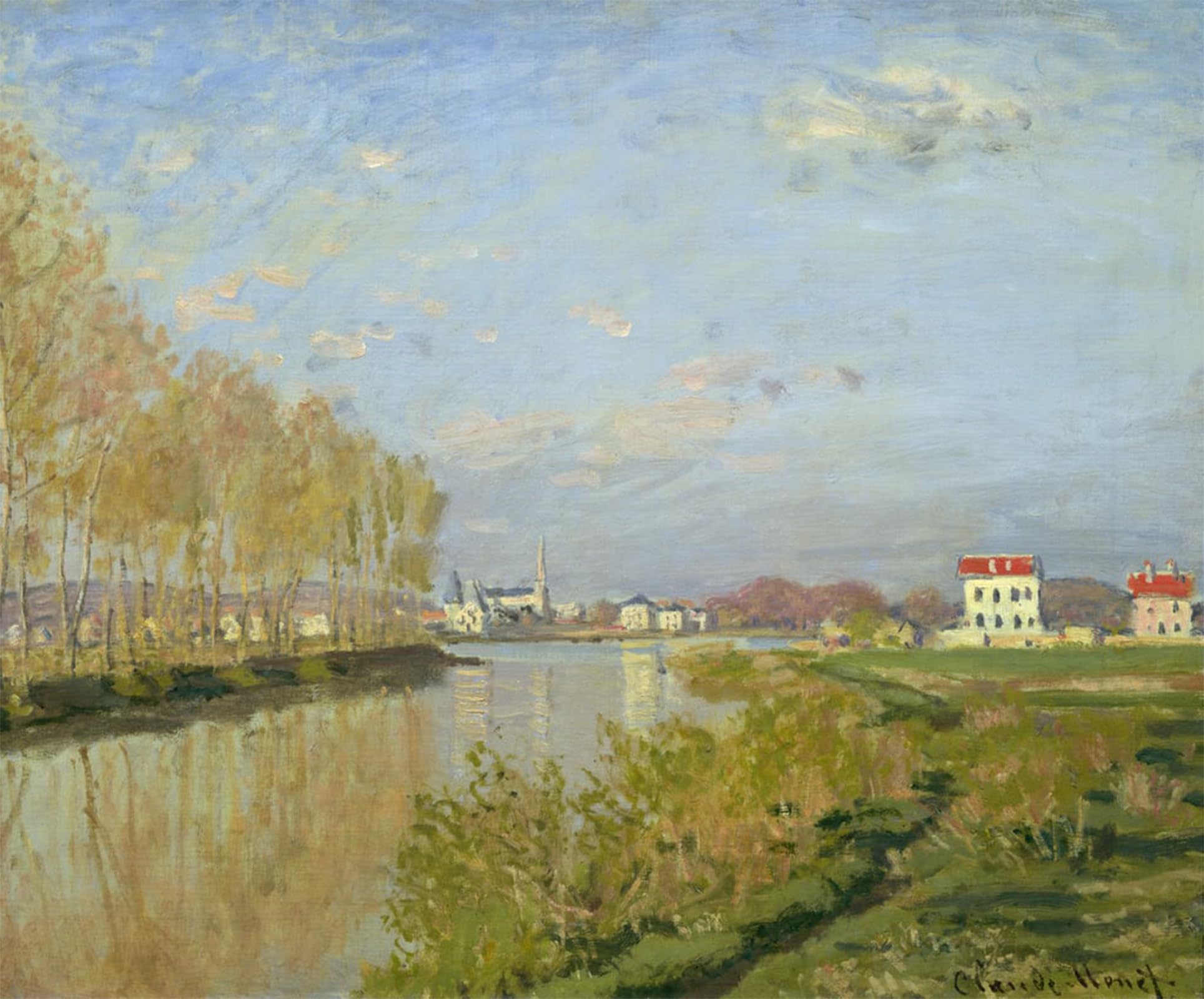 ARTXLXXBN Famous Painting Canvas Artwork Graffiti Print the Seine At Argenteuil by Claude Monet Portrait Canvas Image for Home Decor 60x90cm