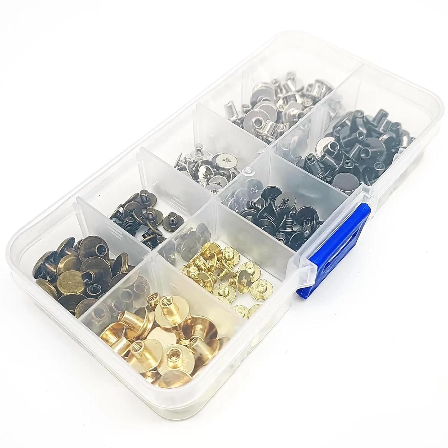 Chicago Screws 200pcs/100sets Rivet Chicago Screw Post Binding Nail Mix Size Kit for Leather Bag Belt Strap Wallet Luggage Web Metal 4 Color for Secure Fastening