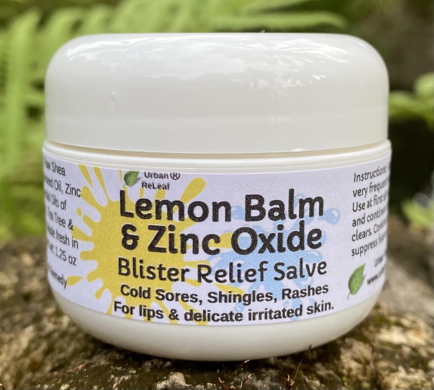 Urban ReLeaf Lemon Balm & Zinc Oxide Blister Relief Salve ! Fast 100% Natural Remedy! Cold Sores, Shingles, Rashes, Chicken Pox Bumps. Suppress Future outbreaks. for Lips and Delicate Skin.