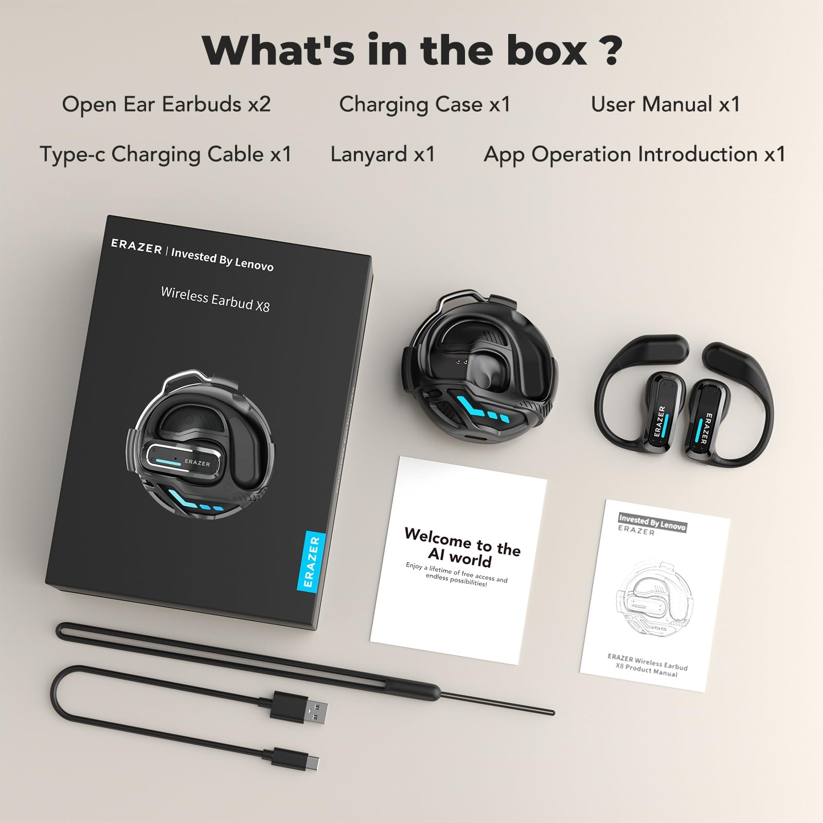 ERAZER X8 - Auriculares traductores en tiempo real con IA para traducción de idiomas en 165 idiomas, dispositivo de traducción bidireccional para iOS y Android, viajes, negocios y aprendizaje