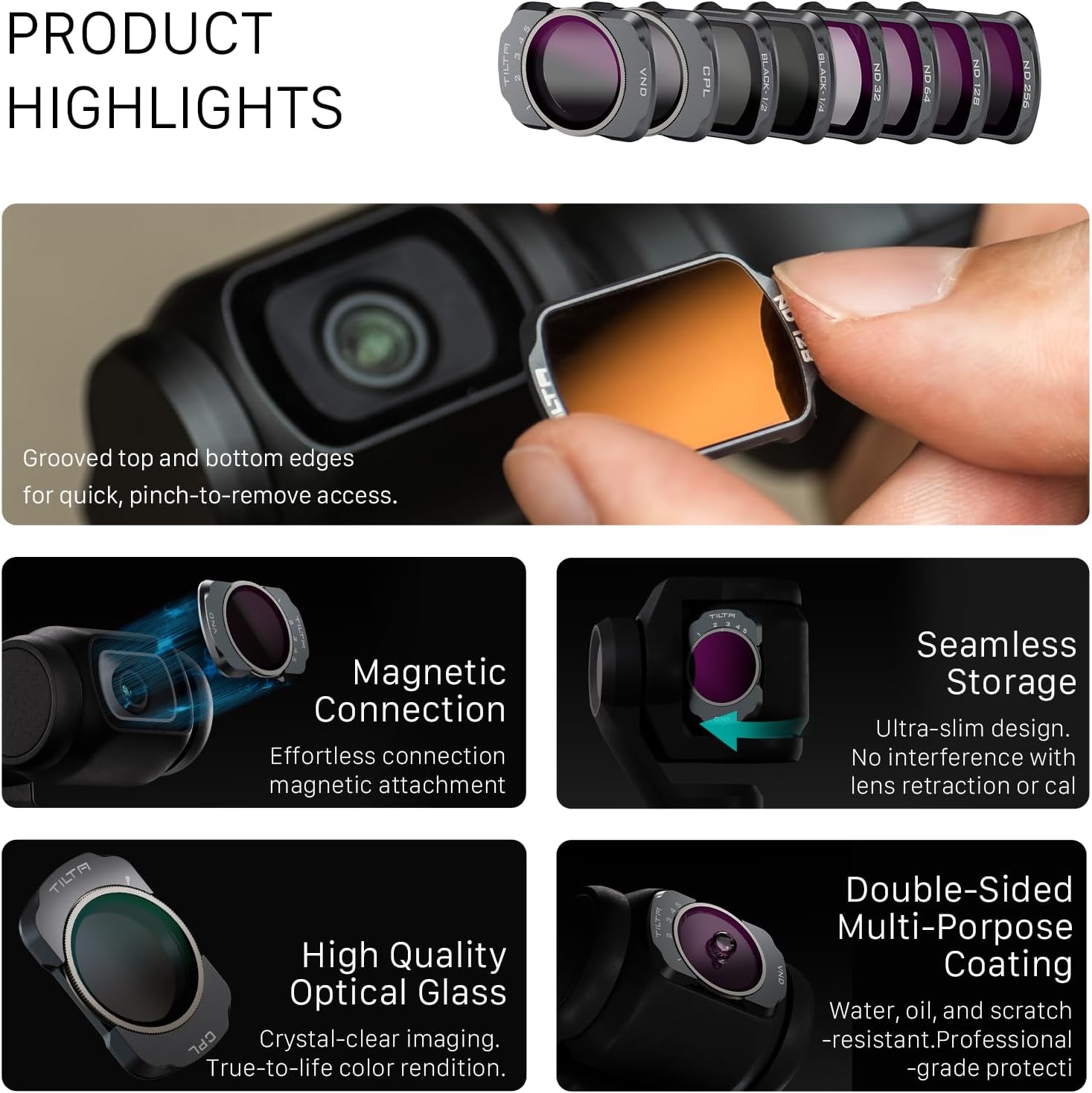 Tilta アルティメットフィルターキット DJI Osmo Pocket 3対応 &ndash; ニュートラルデンシティ1.5/1.8/2.1