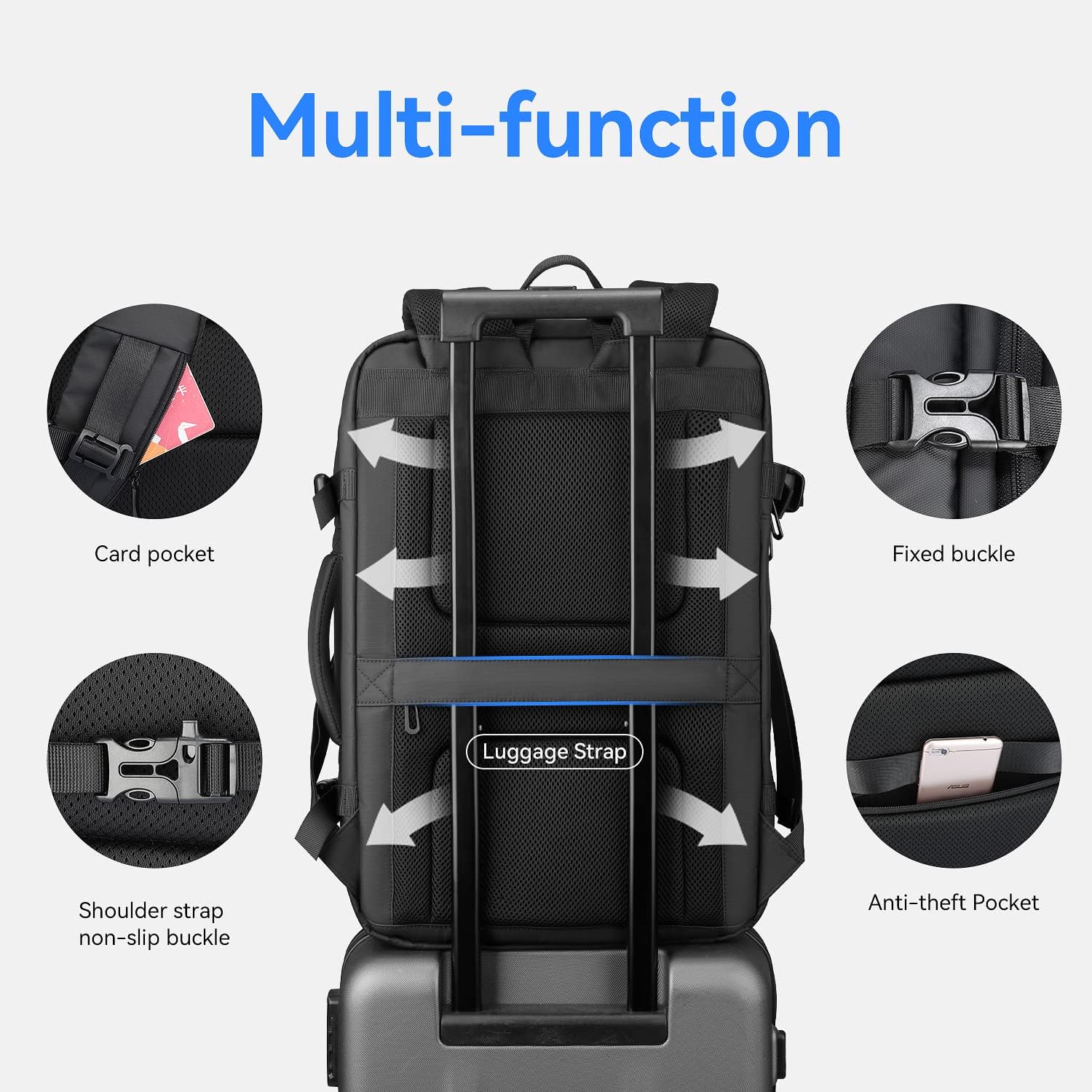 MARK RYDEN Travel Backpack for Men, 40L Airline Approved Carry on Backpack with USB Charging Port, 17.3 Inch Waterproof Business Laptop Backpack (12.6 x 8.0 x 19.6 Inch)