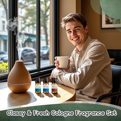 Miniatura 31 de RAINBOW ABBY Juego de aceites aromáticos para caballeros, cuero, ron de laurel, madera de teca, cedro, tabaco dulce, sándalo para aromaterapia