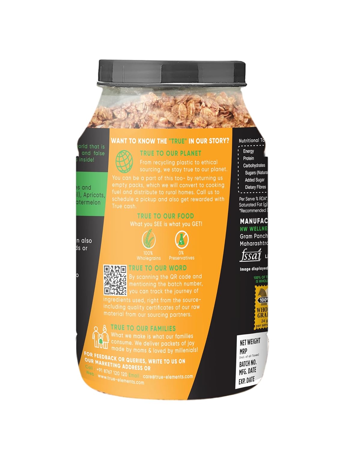 True Elements Baked Granola 31.74 Oz - Granola for Breakfast | Loaded with Almonds & Cranberries | Healthy Cereal