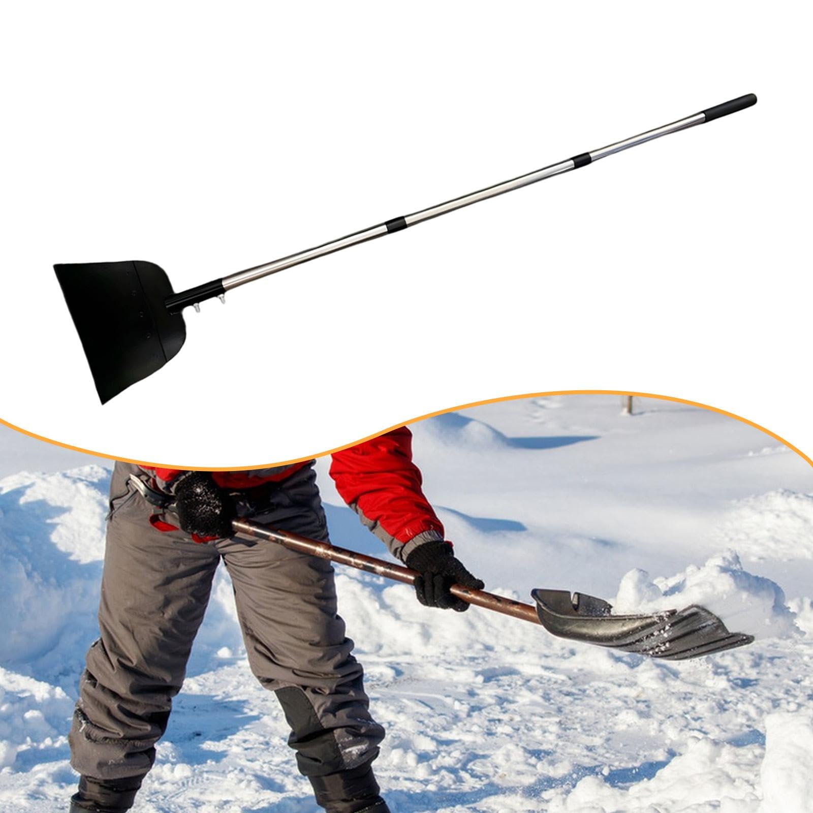 perfk Empujador de Nieve Plano para Limpieza de Jardines, Agarre cómodo, Herramienta Manual para Quitar Hielo de 51,18 Pulgadas, Mango Largo para,