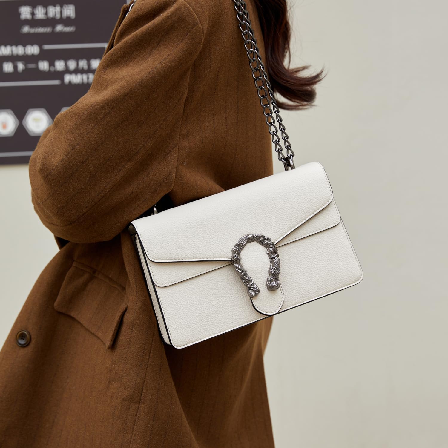 Chain Crossbody Bags Purses for Women Trendy,Fashion Evening Bags Satchel Handbags,Cute Vegan Shoulder Bag