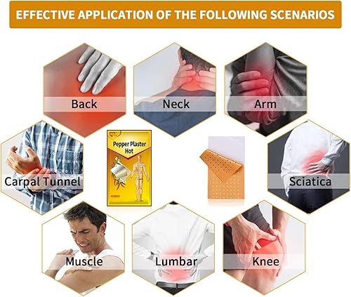 Miniatura 2 de Parches de capsaicina y parches para el dolor, parches de calor para espalda, rodilla, cuello, hombros, músculos (L (3.94 x 7.09 pulgadas), 10