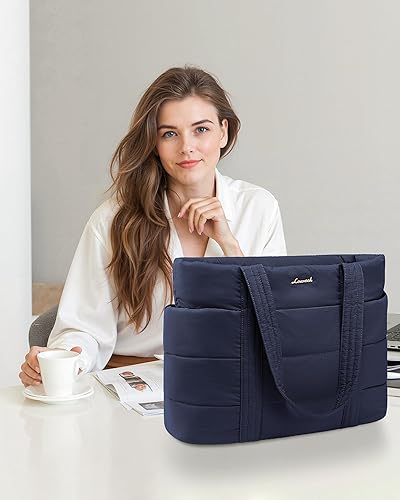 Miniatura 15 de LOVEVOOK Tote Bag for Women, Large Puffer Work Tote Laptop Bag, Lightweight Travel Tote Bag with Zipper Gifts for Women