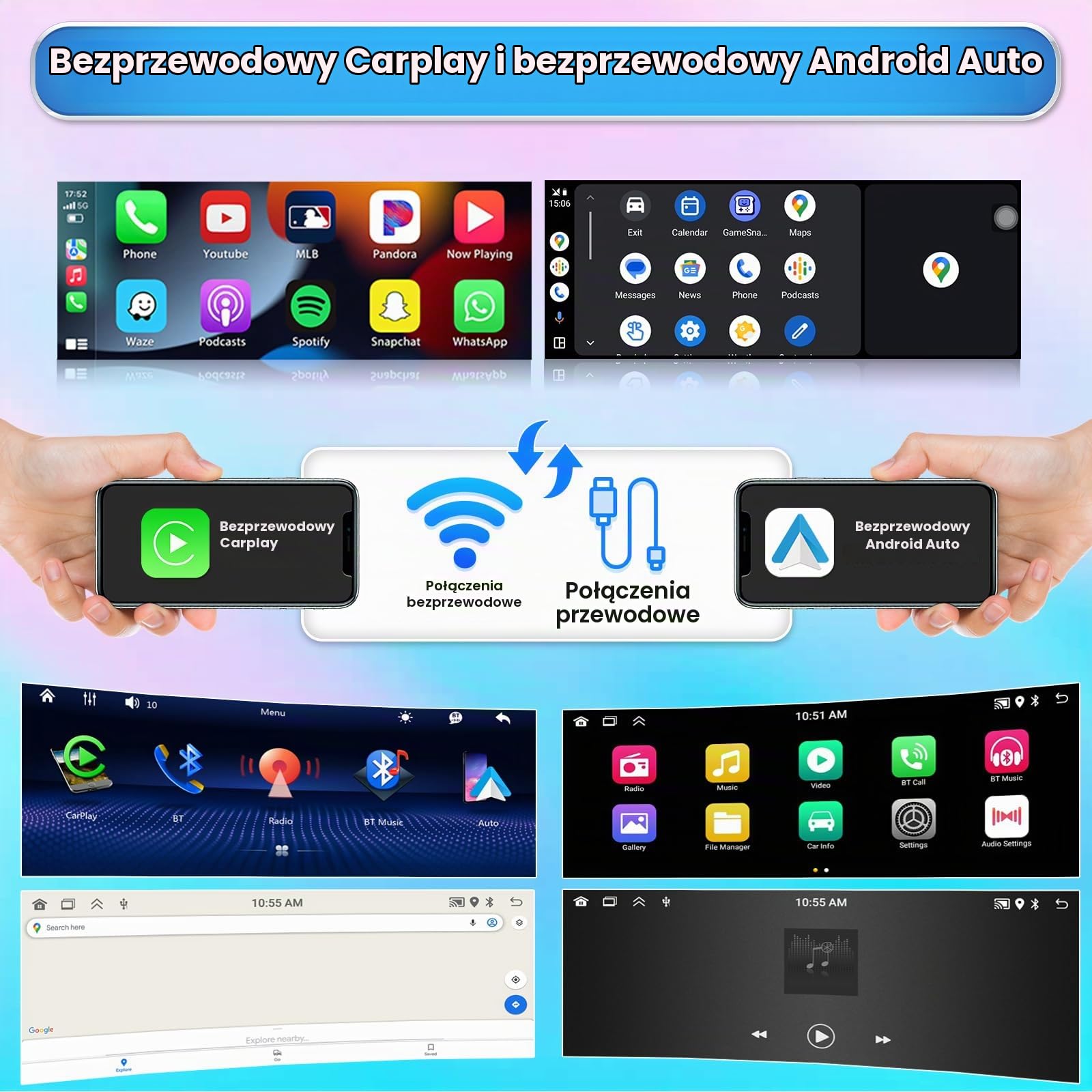 Hikity 2+64G Dab/Dab+ Radio samochodowe 1Din z bezprzewodowym Carplay Android Auto, Android 13 6,9-calowy ekran dotykowy Din 1 Radio z GPS WiFi Bluetooth Mirror Link FM AUX TF USB SWC Kamera cofania