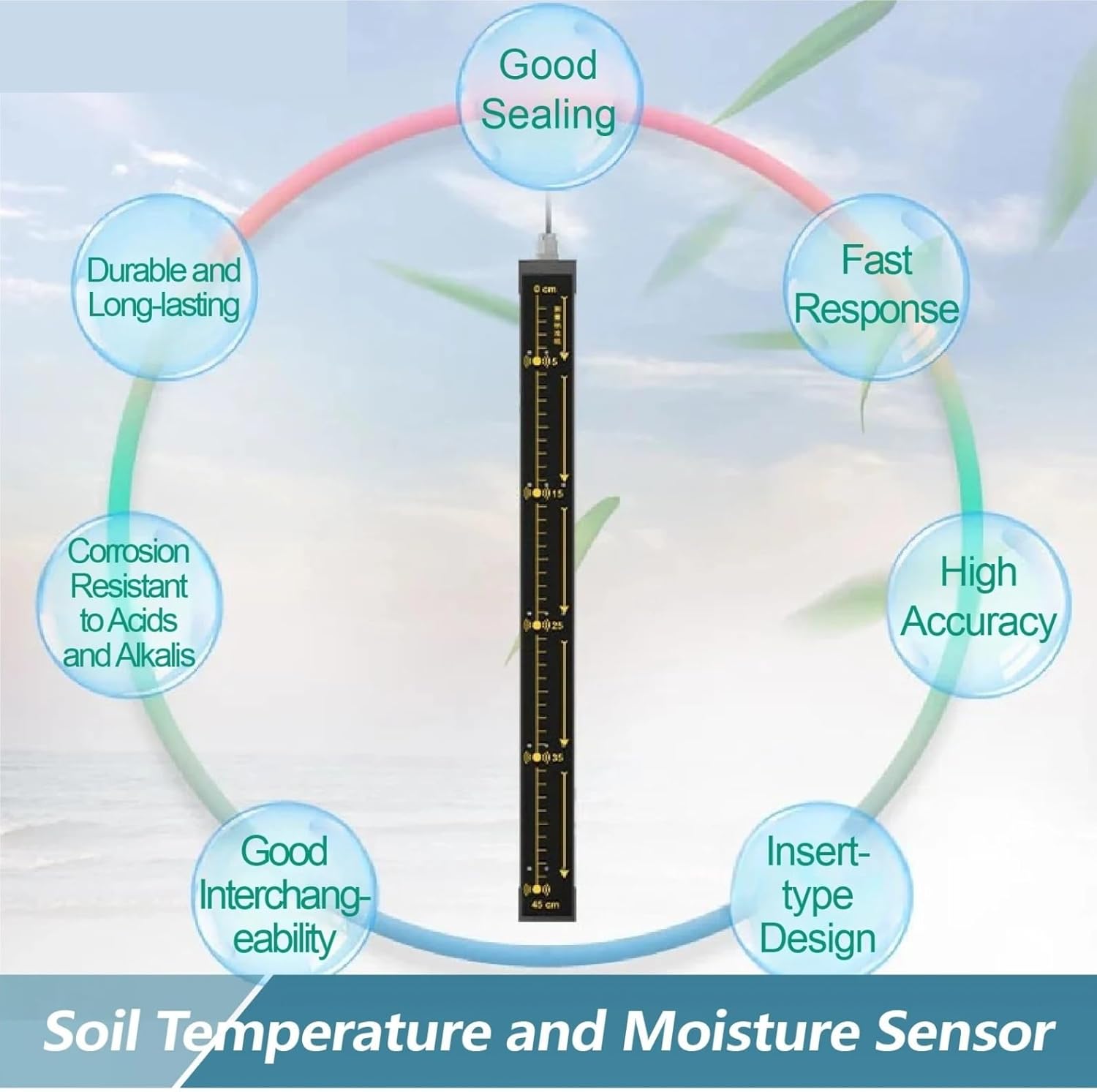 RS485 Soil Moisture & Temperature & EC Sensor Multiparameter Soil Probe(3-M-EC-RS485)