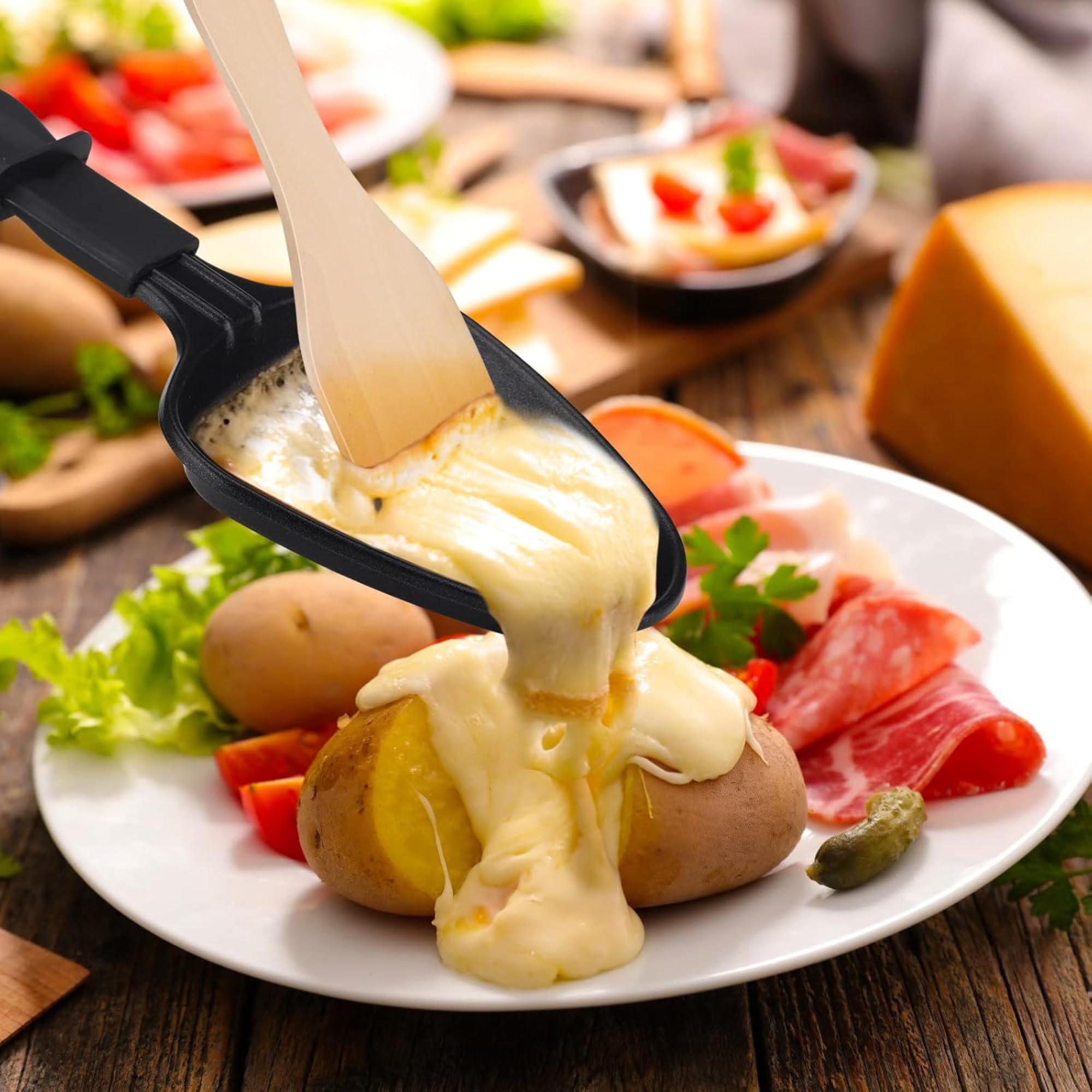 Raclette-Pfännchen, antihaftbeschichtet, 1 bis 12 Stück, Mini-Schaber, dreieckig, kompatibel mit Tefal-Raclette-Gerät, ergonomisches Design und leicht zu reinigen, SOS ACCESSOIRE (8)
