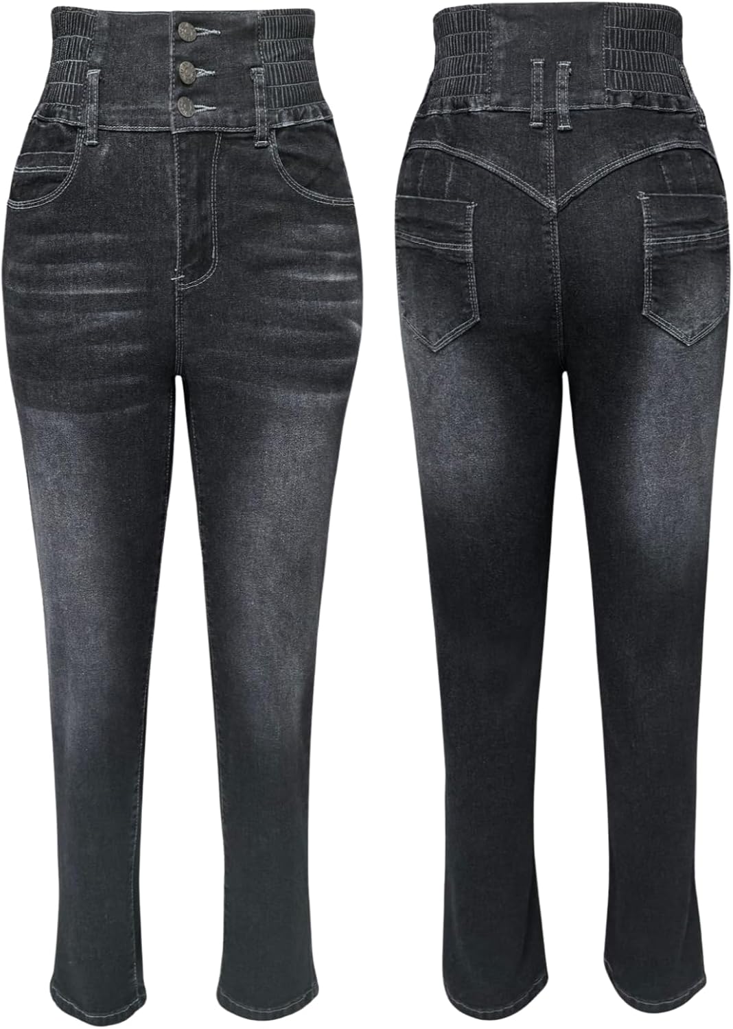 BYNNIC Women's Colombian Style Jeans Butt Lifting Elastic Waist High Waisted Jeans Tummy Control Stretchy Skinny Pants - Image 9