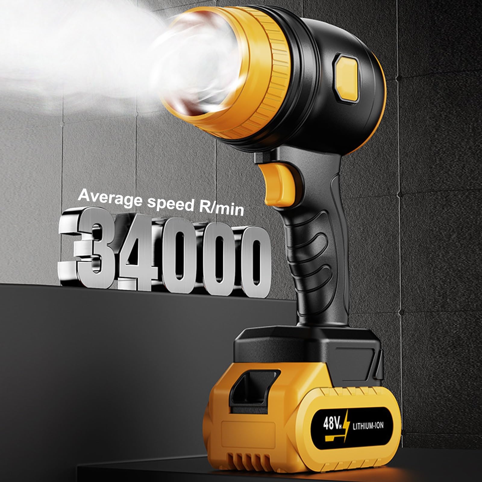 Elektryczna Ręczna Dmuchawa do Liści Bezprzewodowa, 34000 Obr./min Bezprzewodowa Dmuchawa do Liści z 2 Akumulatorami 48 V I Ładowarką, 80 Mm Wentylator Turbo