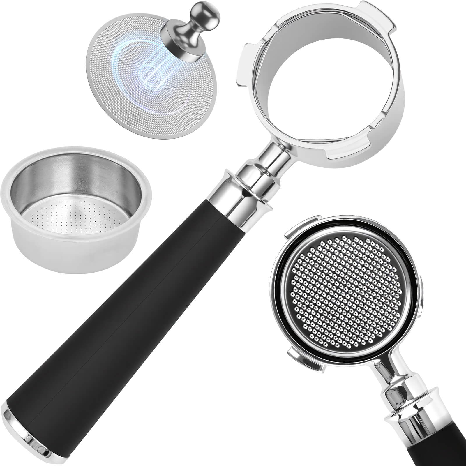Porte-filtre sans fond 51 mm améliorant la crème avec puck screen et panier