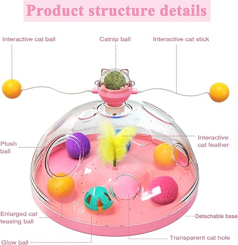 Miniatura 3 de Juguete para gatos, juguete interactivo para gatos, juguete interactivo para gatos de interior, juguete multifuncional para gatos con pelota de