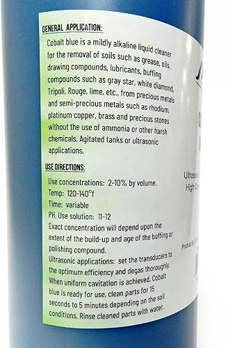 Miniatura 3 de JTS Solución de limpieza ultrasónica para joyas, color azul cobalto, 1 cuarto de galón, compuestos de joyería limpios fabricados en EE. UU