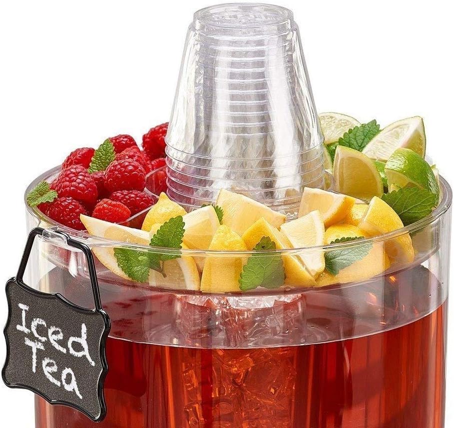 2 Pack Cold Beverage Drink Dispenser Stackable 1.75 Gallon with Chalkboard Label