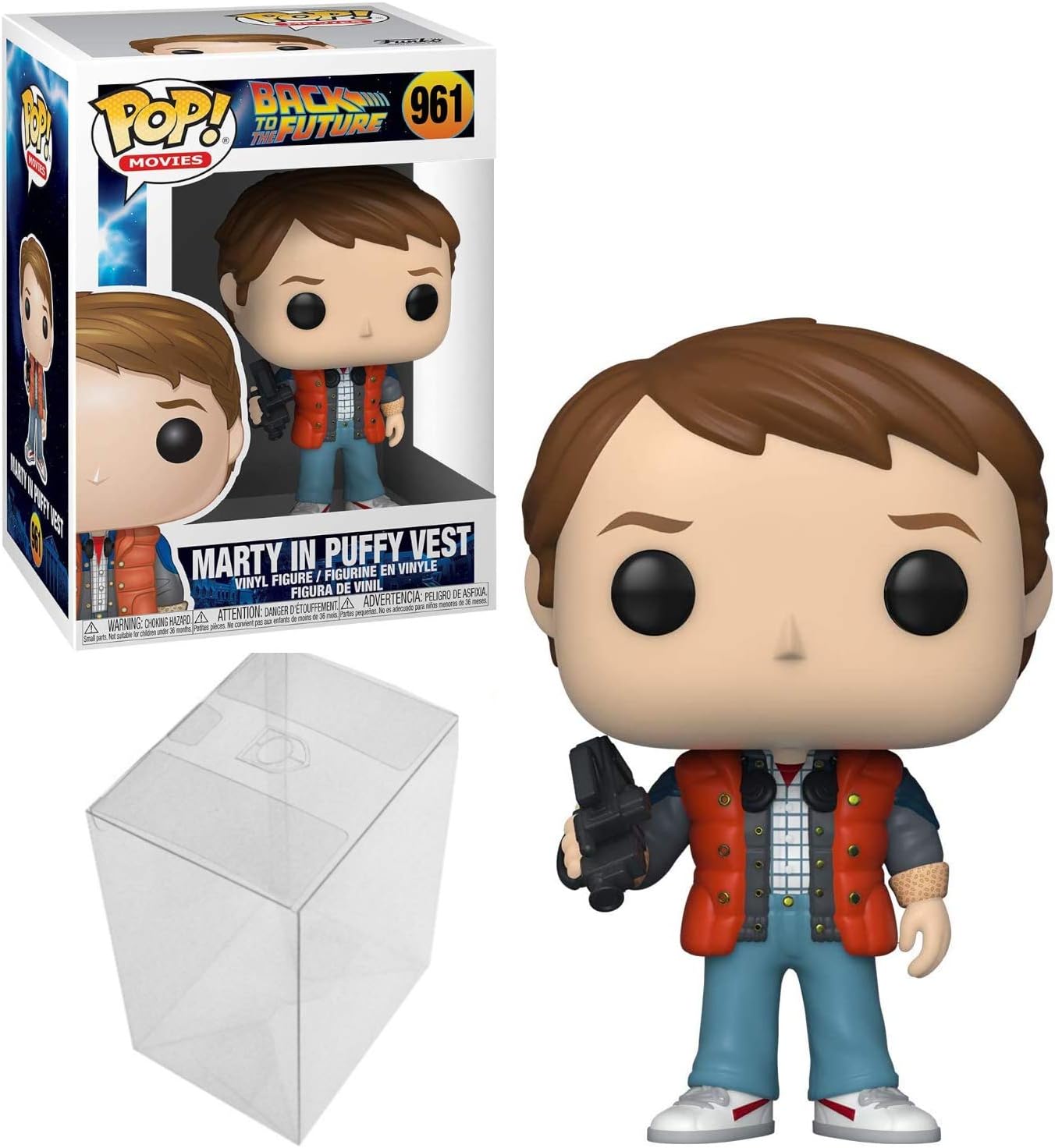 Funko Pop! Movies: Back to The Future - Marty in Puffy Vest Bundle with 1 PopShield Pop Box Protector