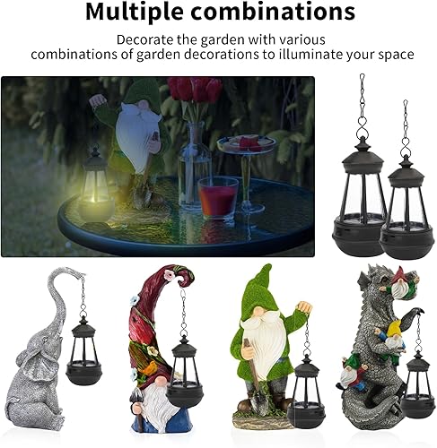Miniatura 6 de Piezas de luz solar de repuesto, estatua de jardín, gnomo, luz solar, repuesto de luz solar, linterna LED colgante solar de plástico para