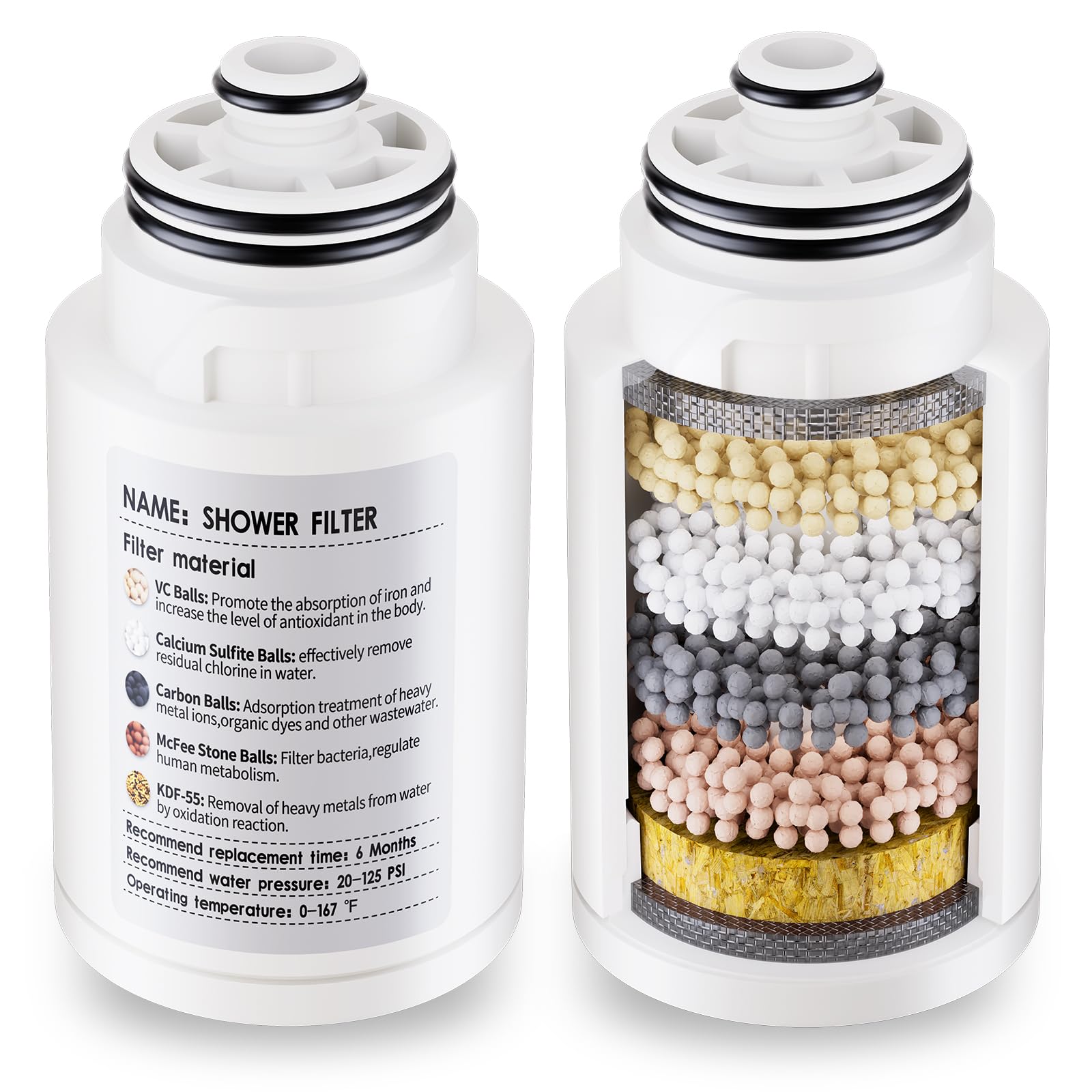 Filtre pommeau de douche eau dure KAIYING anti calcaire pour cheveux secs