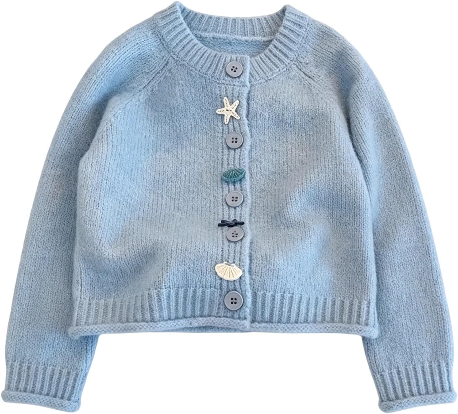 Girls Cardigan Sweater Crew Neck Button Down School Uniform Knit Coat Open Front Soft Knitted Sweaters Tops Teen Casual