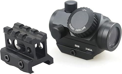 Vista 50 de PINTY Vista de punto rojo con punto rojo/verde y múltiples retículas, para riel Picatinny, pistola, rifle (combo láser opcional)