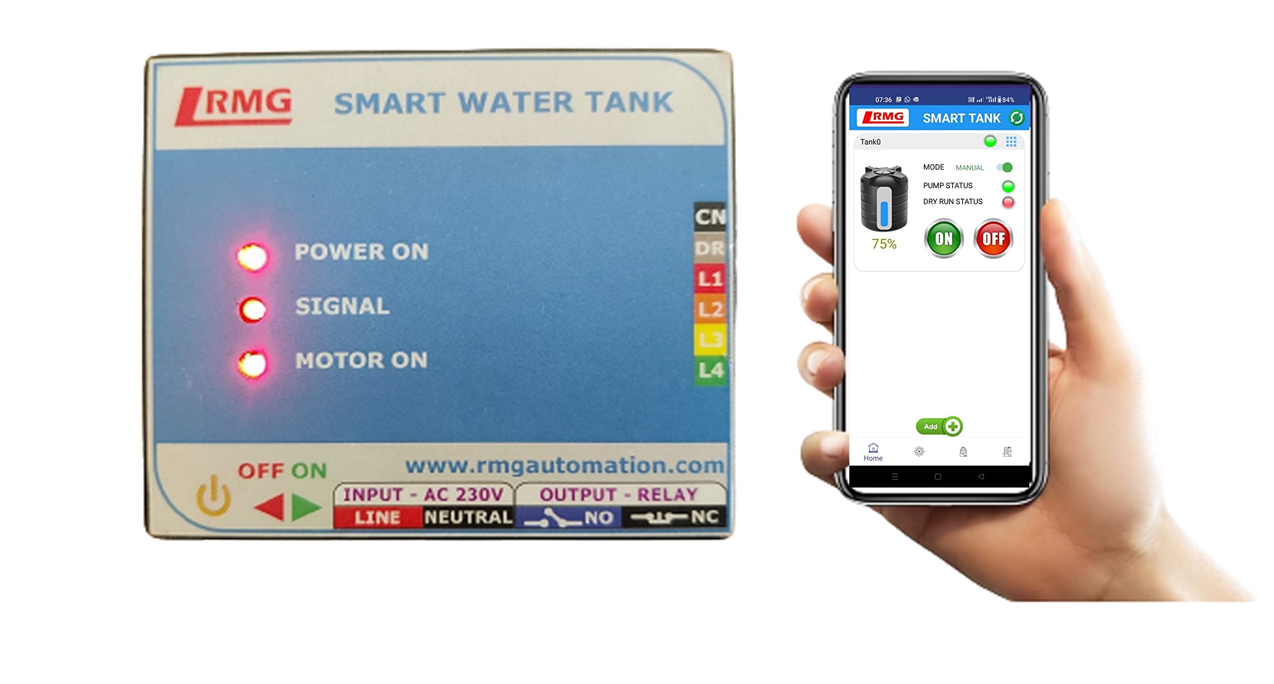 IoT Smart Water Level Controller | Wi-Fi Based Motor Pump Controller & Tank Level Indicator | Works with Switch/MCB (230V AC)