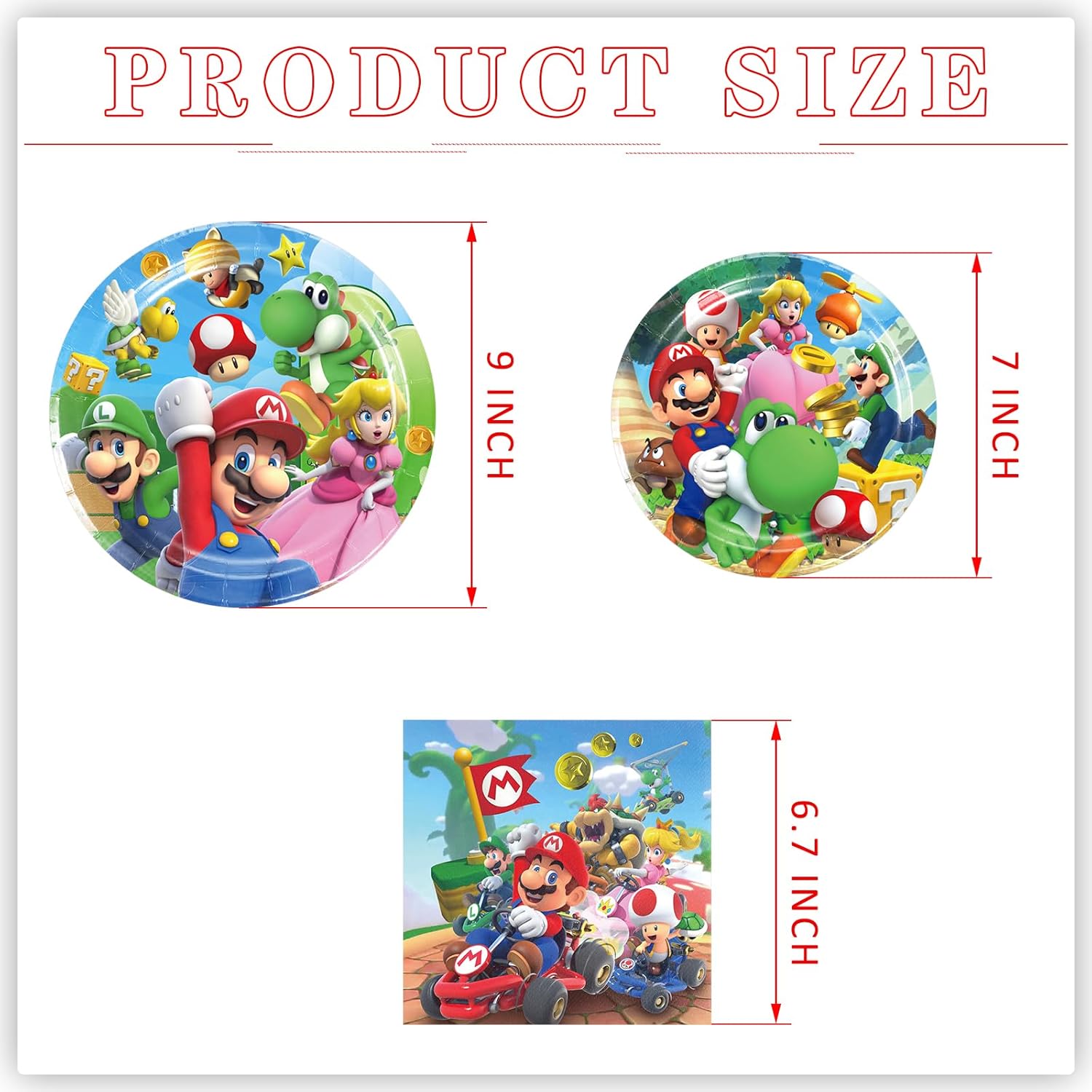 60PCS Brother Tableware Sets, Brother Party Paper Plates and Napkins Set Includes 40 PCS Plates, 20 PCS Napkins for Birthday Party Supplies - Image 3