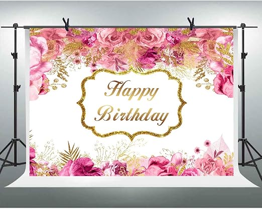 Mehofoto Joyeux Anniversaire Rose Fleur Toile De Fond 7x5ft Vinyle Fete D Anniversaire Decoration Banniere Pour Filles Photo Booth Decors Nouveau Ne 1er Anniversaire Photographie Fond Amazon Fr High Tech