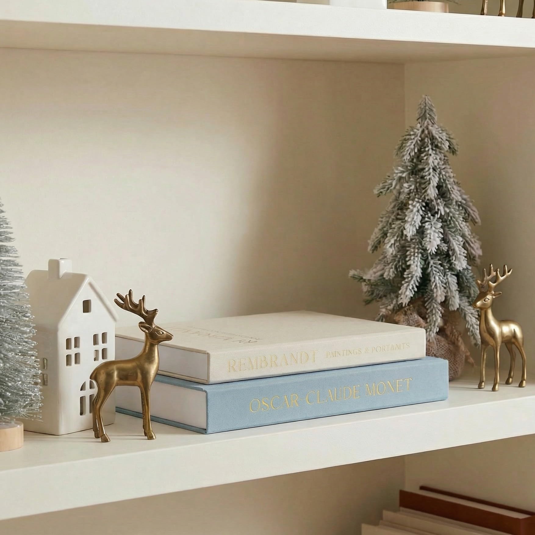 Beautiful Decorative Books - Set of 2 Linen Boxes Enhance Your Coffee Table, Bookshelf or Mantel Decor - Stylish Fake/Faux Books for Modern Home Decoration, Photo Storage and as a Keepsake Box