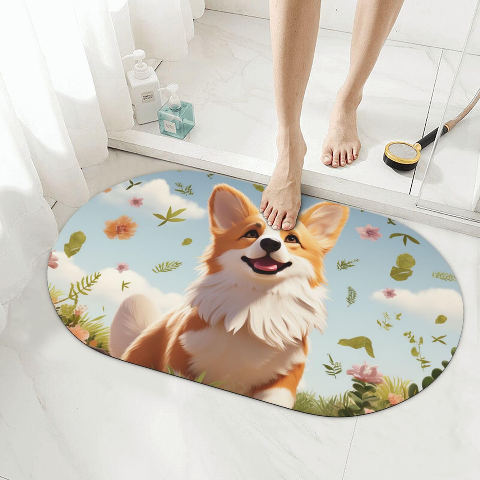 Tapis de bain en pierre de diatomée Corgi accessoire de salle de bain 50 x 80 cm