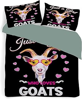 Just A Girl Who Loves Goats Bedding Set for Girls Boys- Twin 87x68In Decor Duvet Cover Set Super Soft Comforter Cover Set 3 Pieces Quilt Set for Dorm Bedroom