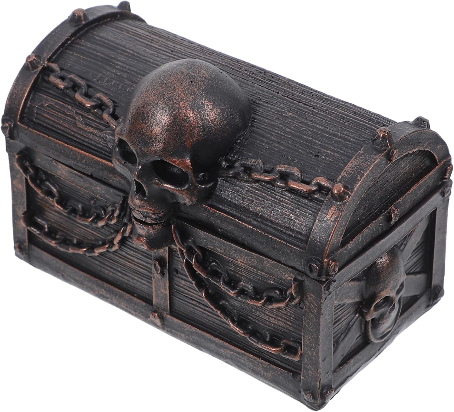 PRETYZOOM Skull Treasure Chest Jewelry Storage Organizer Multifunctional Resin Box with Hinged Lid for Halloween Decoration for Keepsakes and Small Items