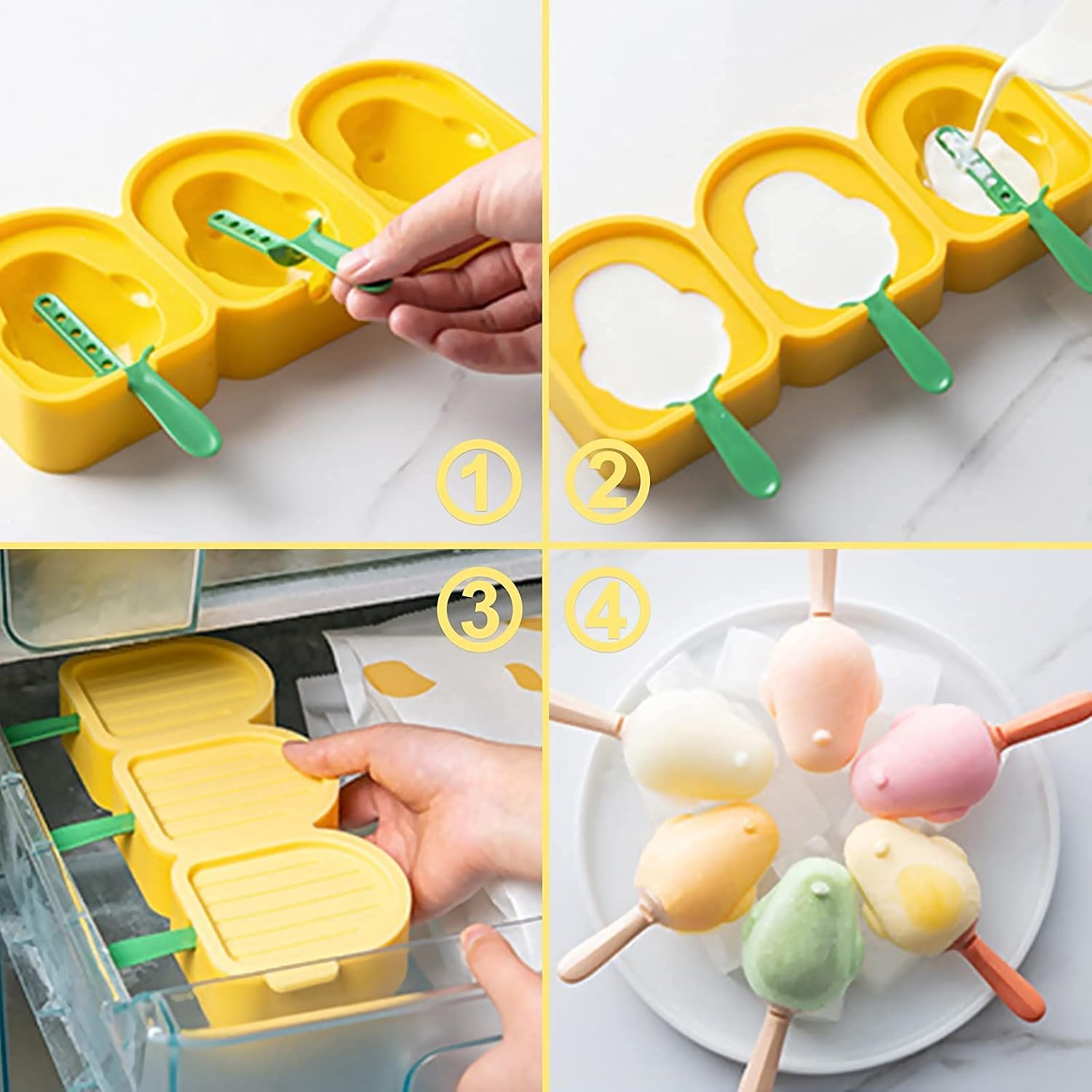 Adiya Ice Cube, Silicone Ice Molds For Kids 3 Cavities Homemade Ice Cream Maker, Reusable Easy Release Ice Maker, Cute Bird Ice Cream For DIY Ice Popsicle, Cake Pops, Cakesicle Yogurt