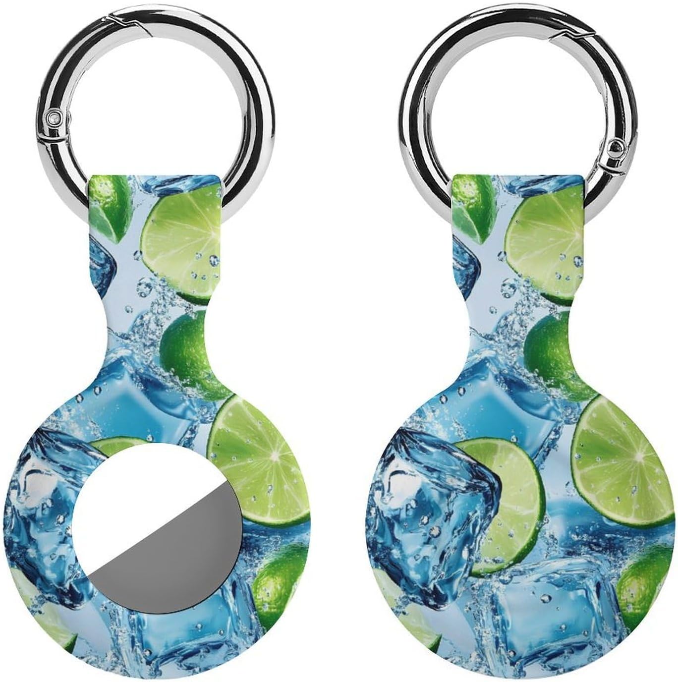(Ice-Cubes) and Lime Slices Funny Cover Compatible with AirTag Case Protector GPS Tracker Holder with Keychain