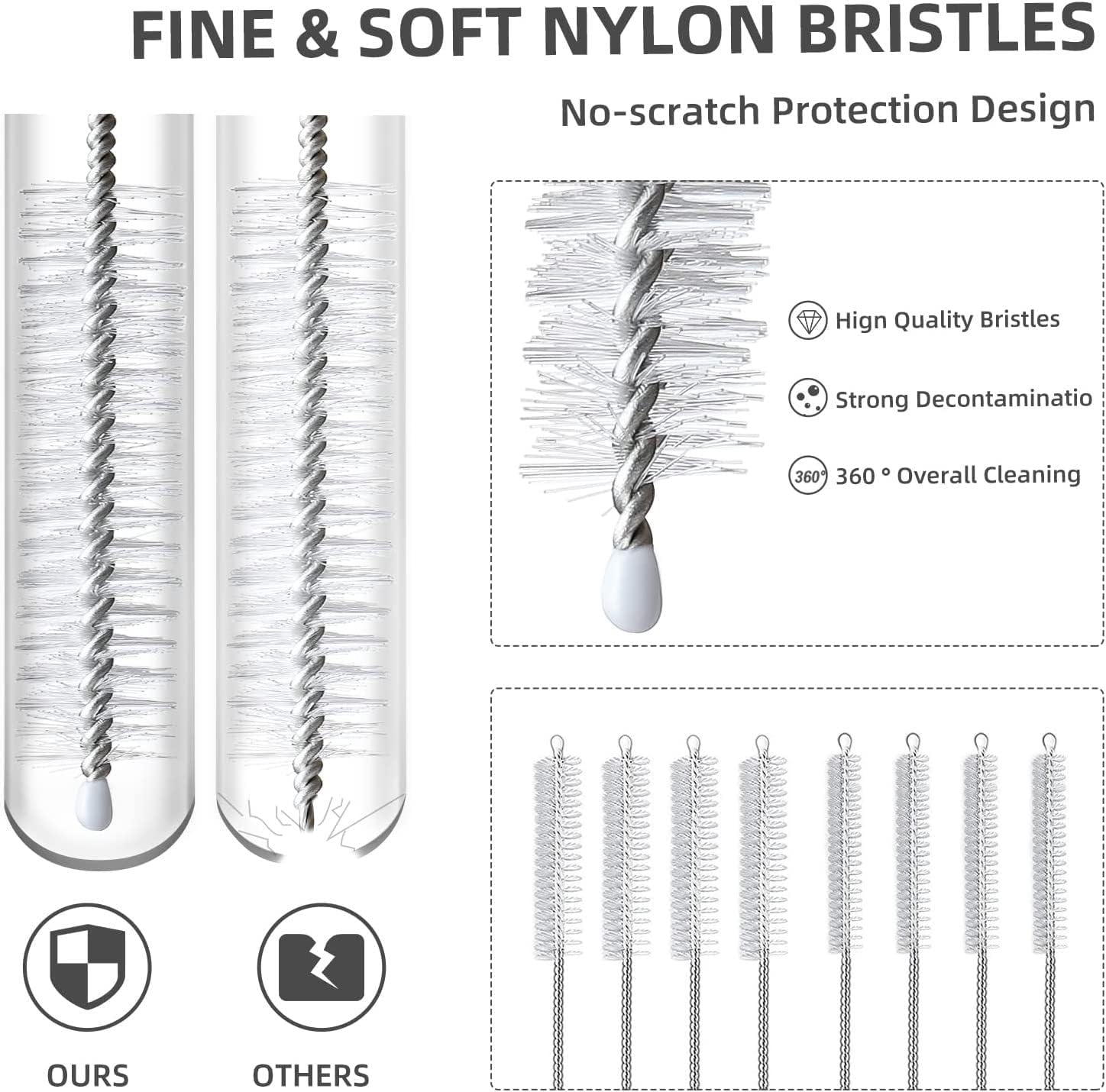 Straw Cleaner Brush,Reusable Straw Cleaning Brush Bendable Extra Long Brushs for All Sippy Cup,Water Bottle and Tubes (20, 11.81inX0.47in)