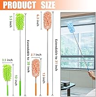 Vista 2 de 4 piezas Plumeros de Pluma de Microfibra Extensibles y Lavables, Alcance de 13" a 30", Herramienta de Limpieza de Microfibra, Plumeros Pequeños