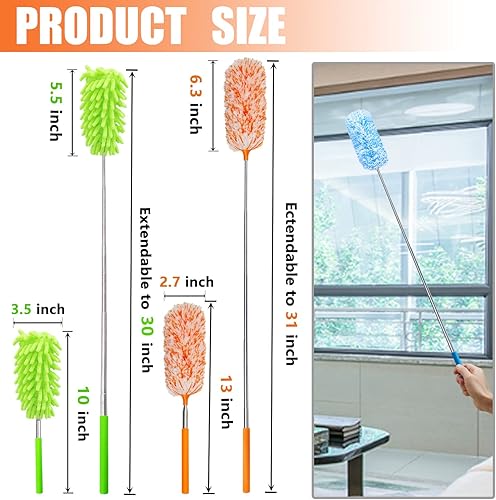 Miniatura 2 de 4 plumeros de microfibra extensibles y lavables, de 13 a 30 pulgadas, herramienta de limpieza de microfibra, pequeños plumeros para limpieza de