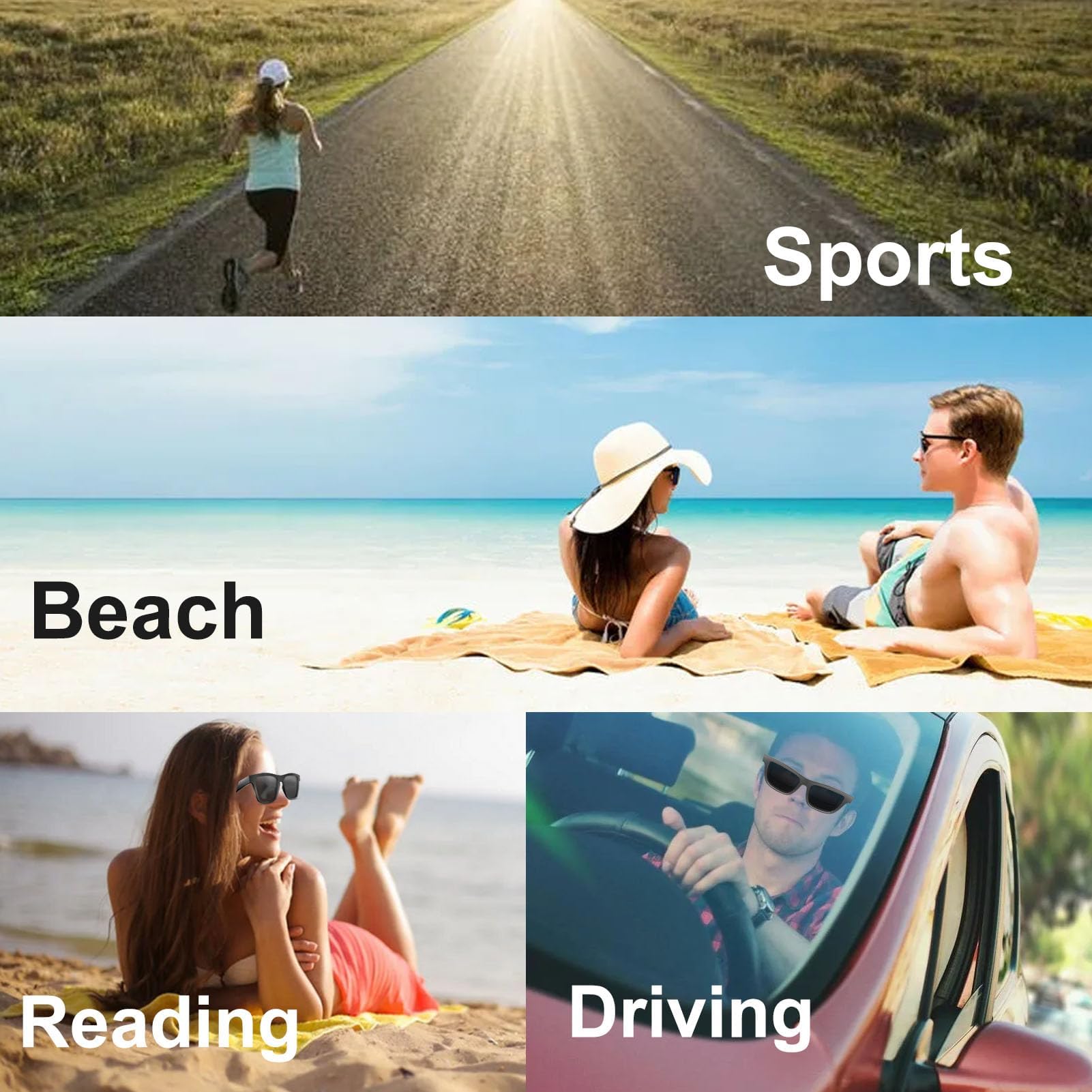 Lunettes Connectées tactil Contrôle Homme Femme Smart Glasses Lunettes Intelligentes Ecouteur sans Fil Smart Glasses pour Android iOS Musique Telephone Sport Velo Assistant Vocal Etanche