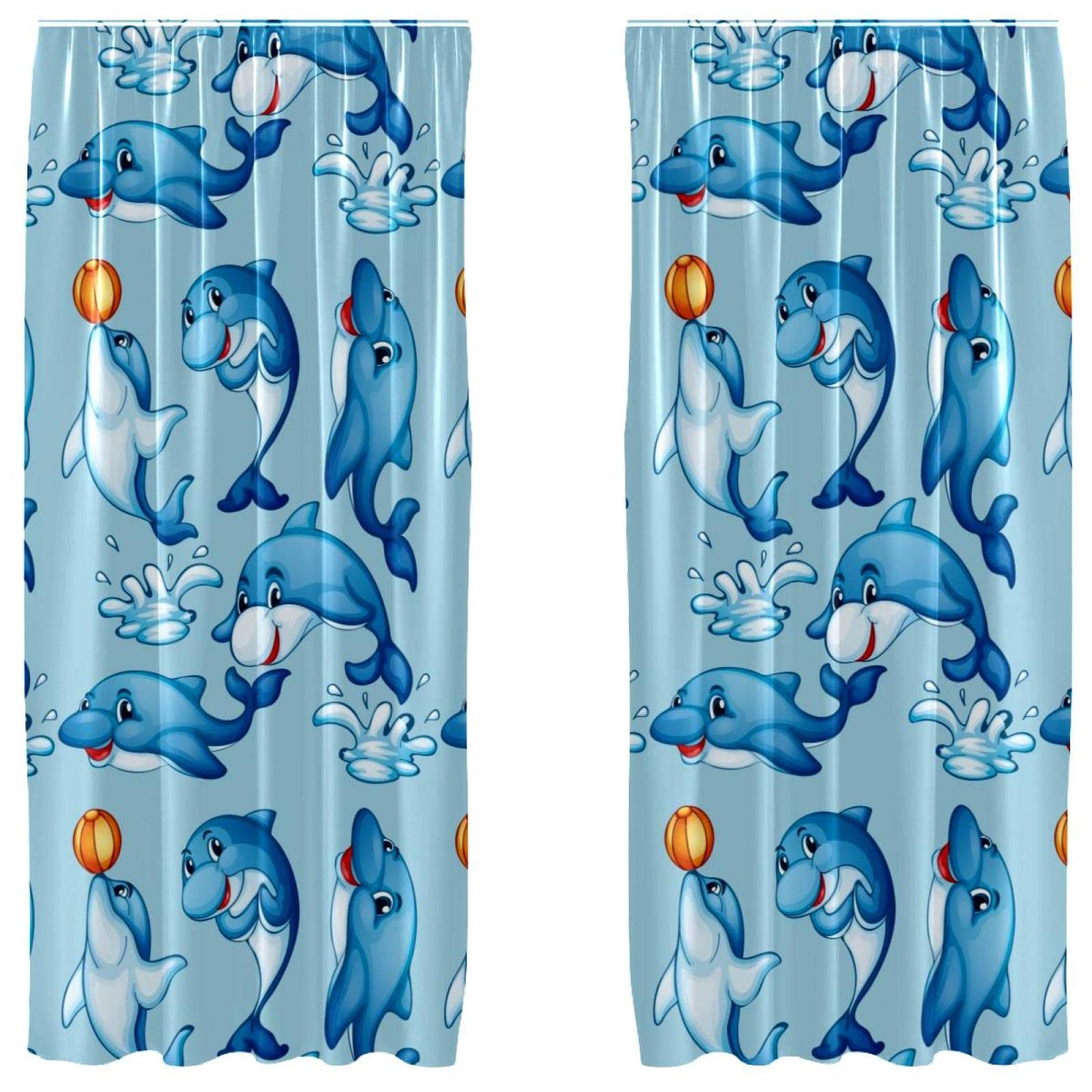Rideaux dauphin avec balle d'eau bleue grand format 139x213 cm