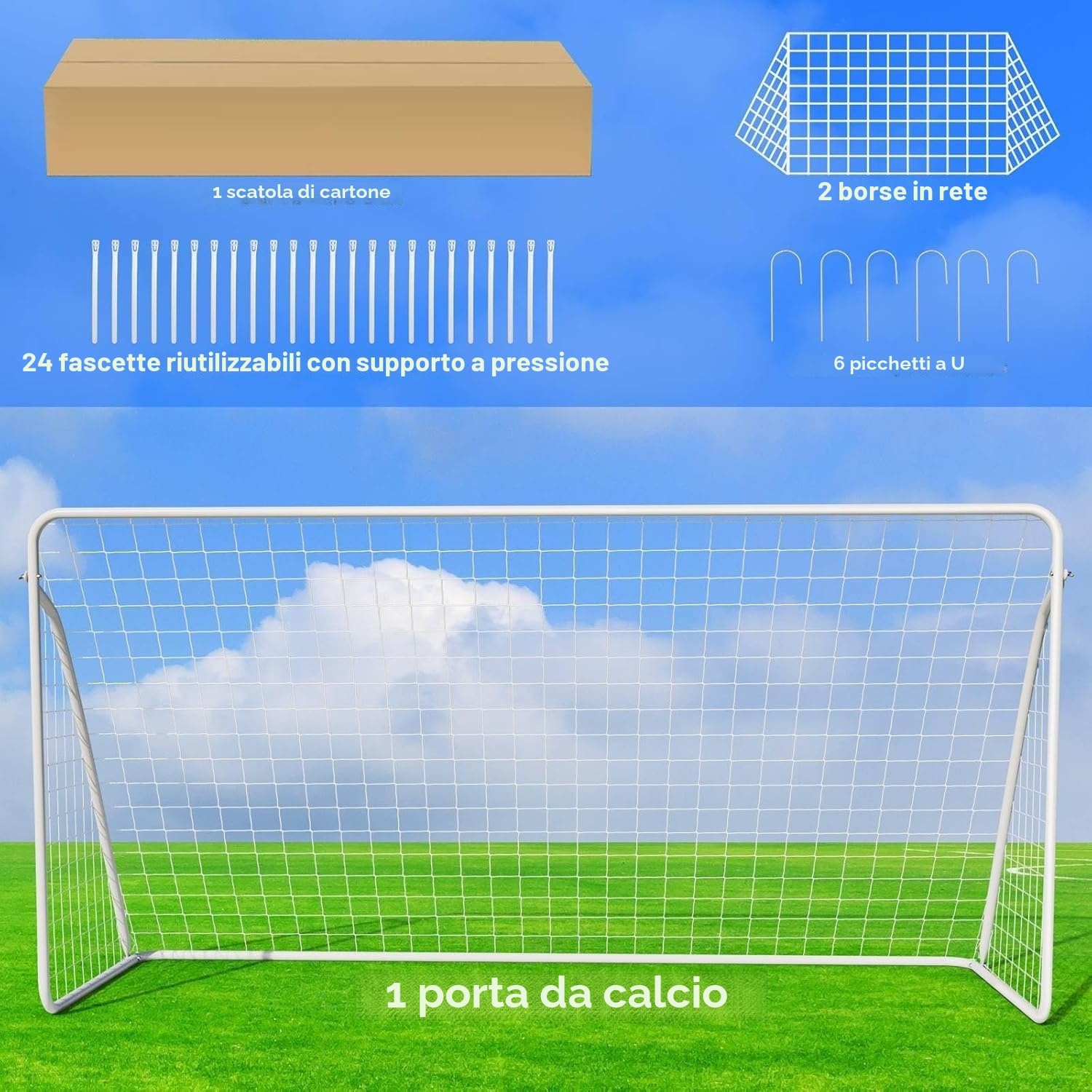 Porta da calcio 365 x 182 cm 240 x 150 cm grande per bambini adulti con rete