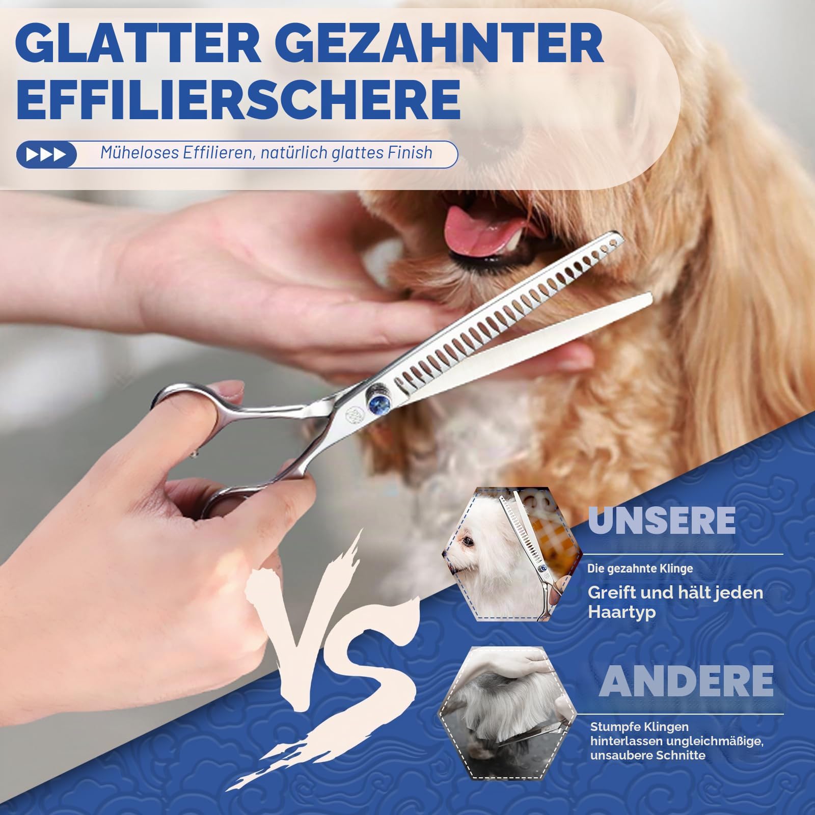 Moontay Hundeschere Chunker Effilierschere,8 Zoll