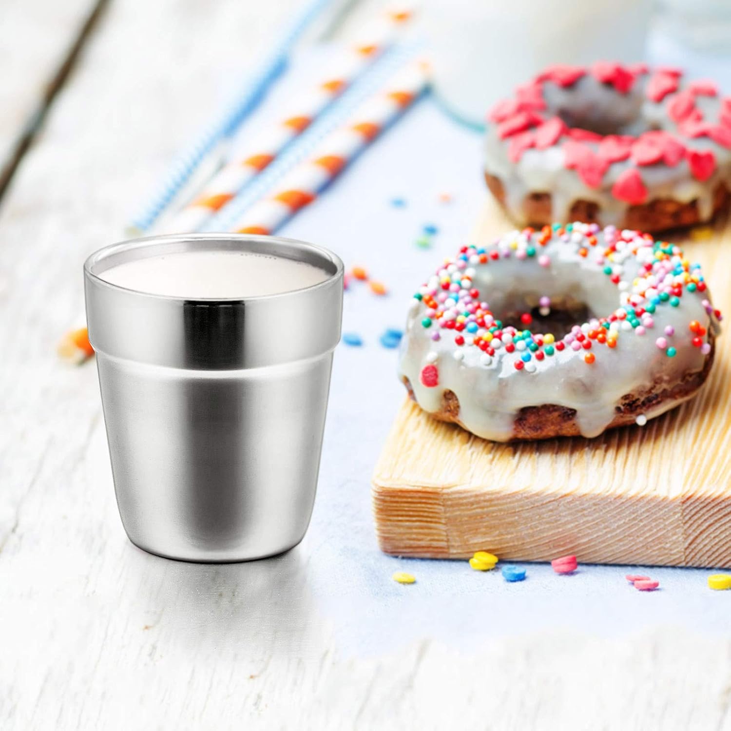 E-far Metal Cups for Kids Baby, 6 Ounce Stainless Steel Insulated Cups for Toddler Children, Training & Transition, Double Wall & Shatterproof, Mirror Polished & Dishwasher Safe - 2 Pack - Image 6