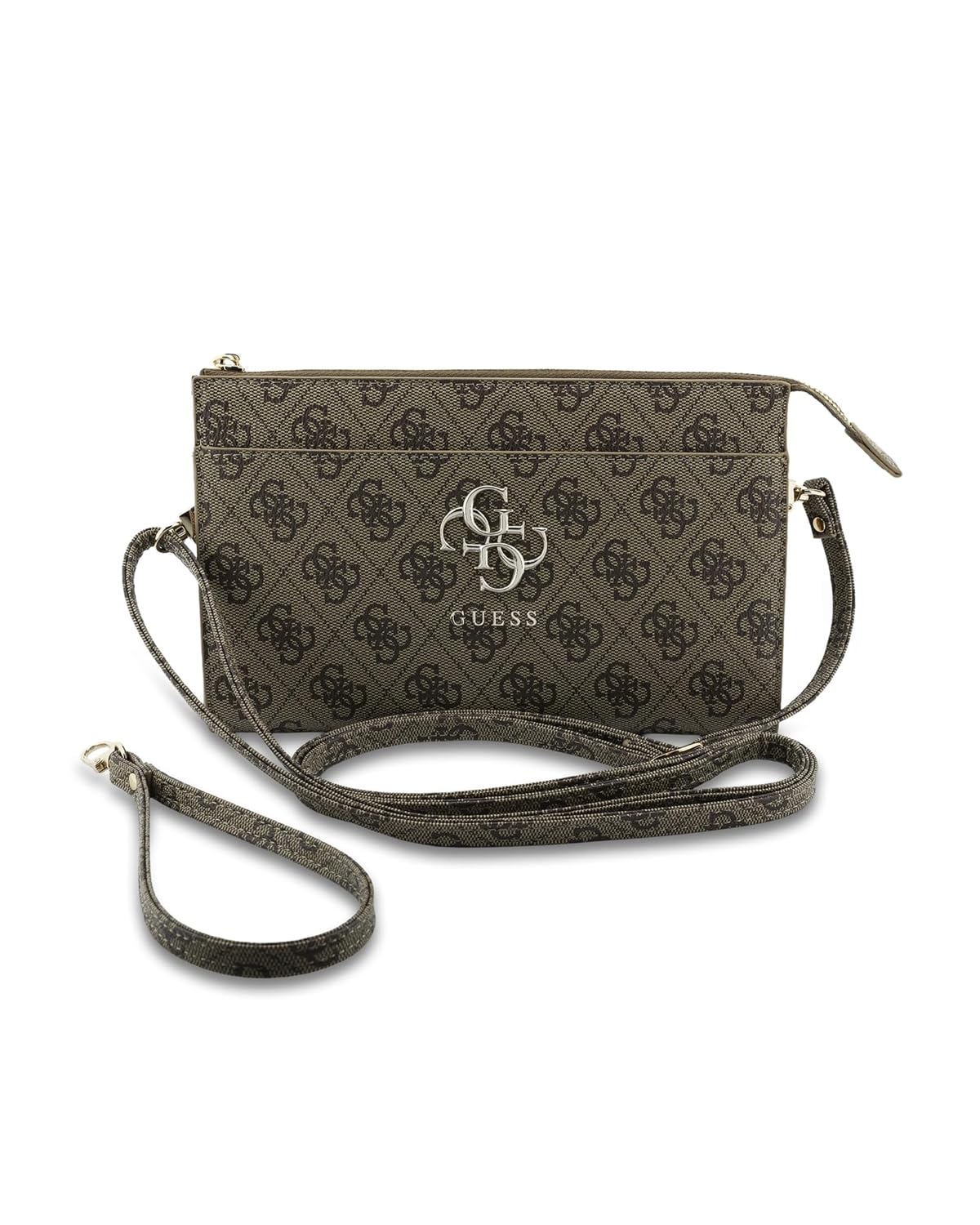 CG MOBILE Guess 4G Clutch-Handytasche mit großem Logo (Braun)