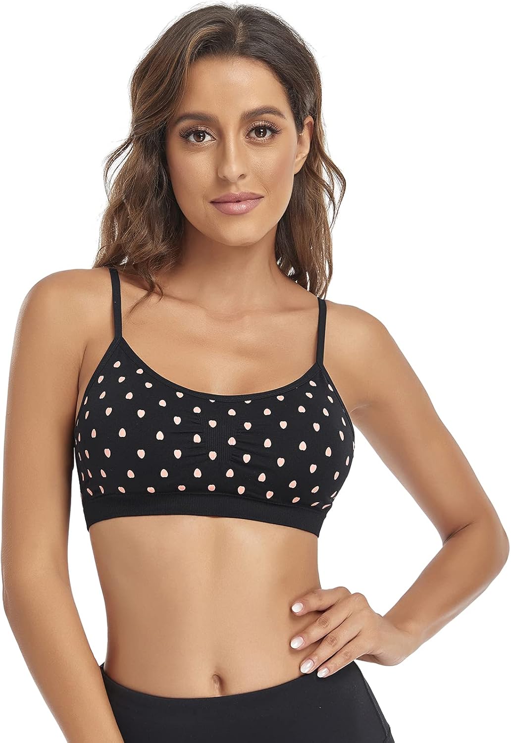 Litthing Bralettes Padded for Women Cami Strap Bra Seamless Sportsbra Wireless Comfort Yoga Lightly T-Shirt Tank Tops - Image 3