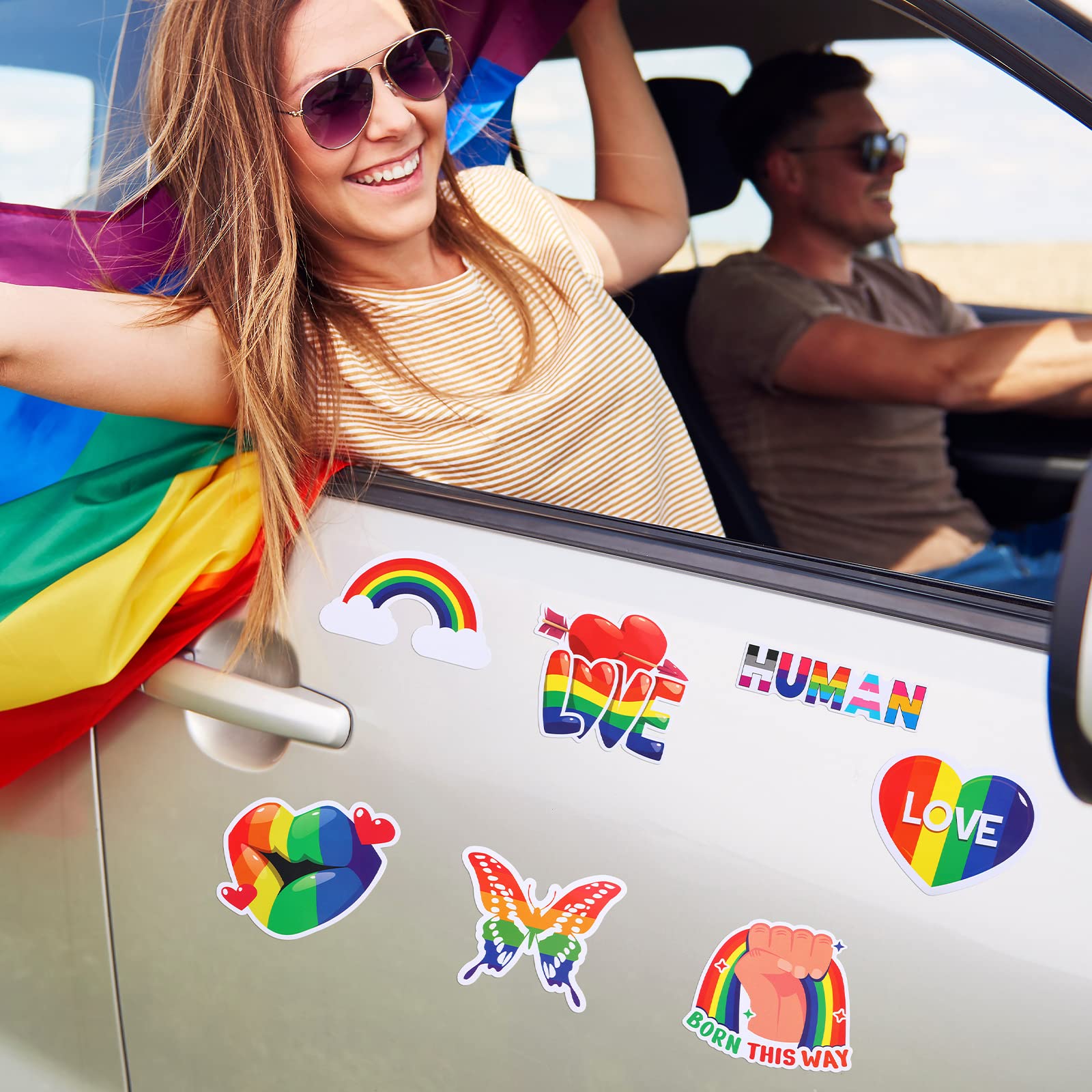 LGBT Pride Decal Gay Pride USA Flag Sticker - Rainbow LGBT Decal For ...