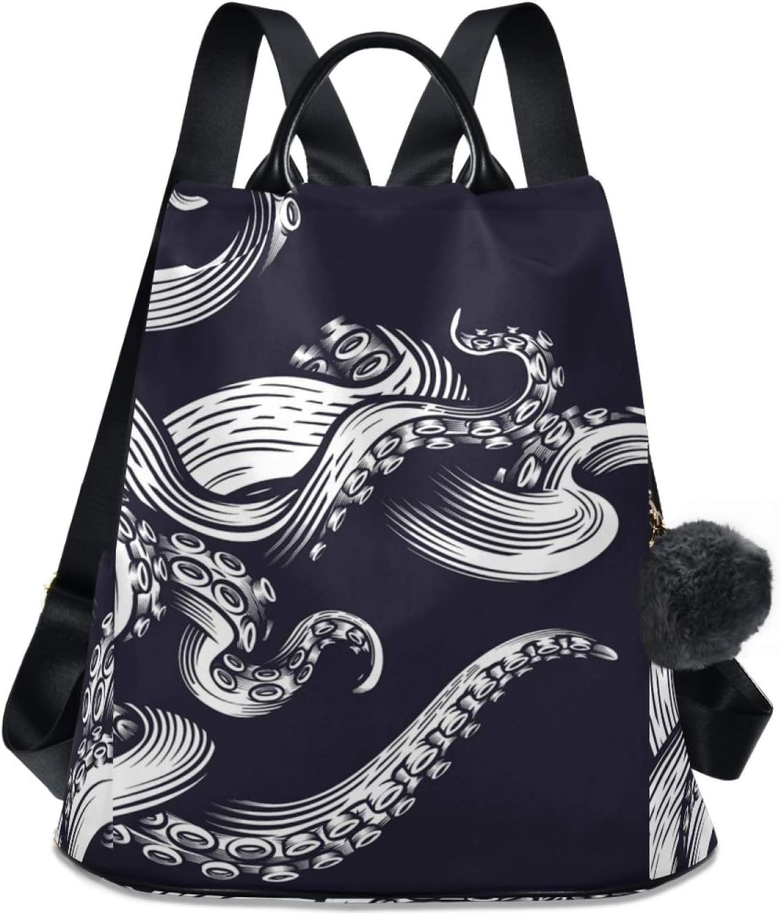 ALAZA Hand Drawn Octopus Animal Navy Blue Backpack Purse for Women Anti Theft Fashion Back Pack Shoulder Bag