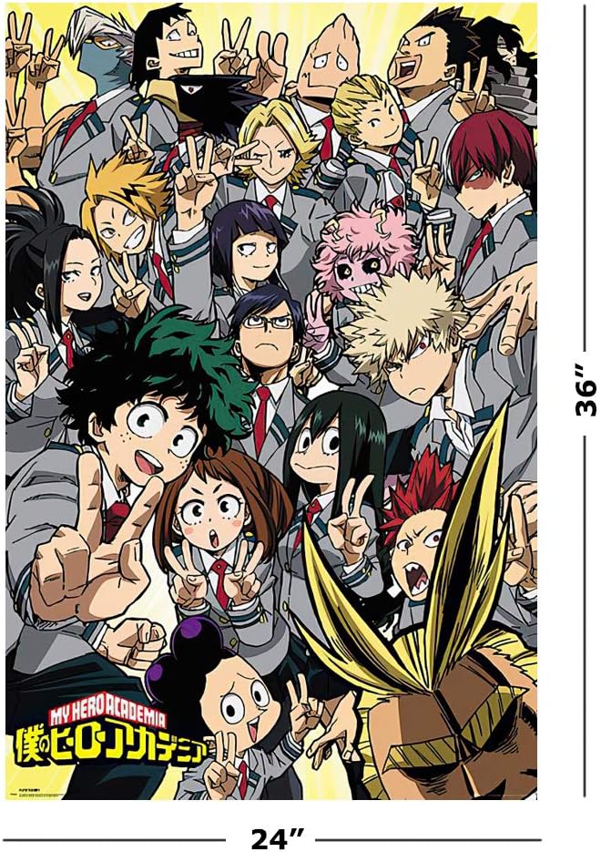 amazon com my hero academia manga anime tv show poster print character montage size 24 inches x 36 inches posters prints
