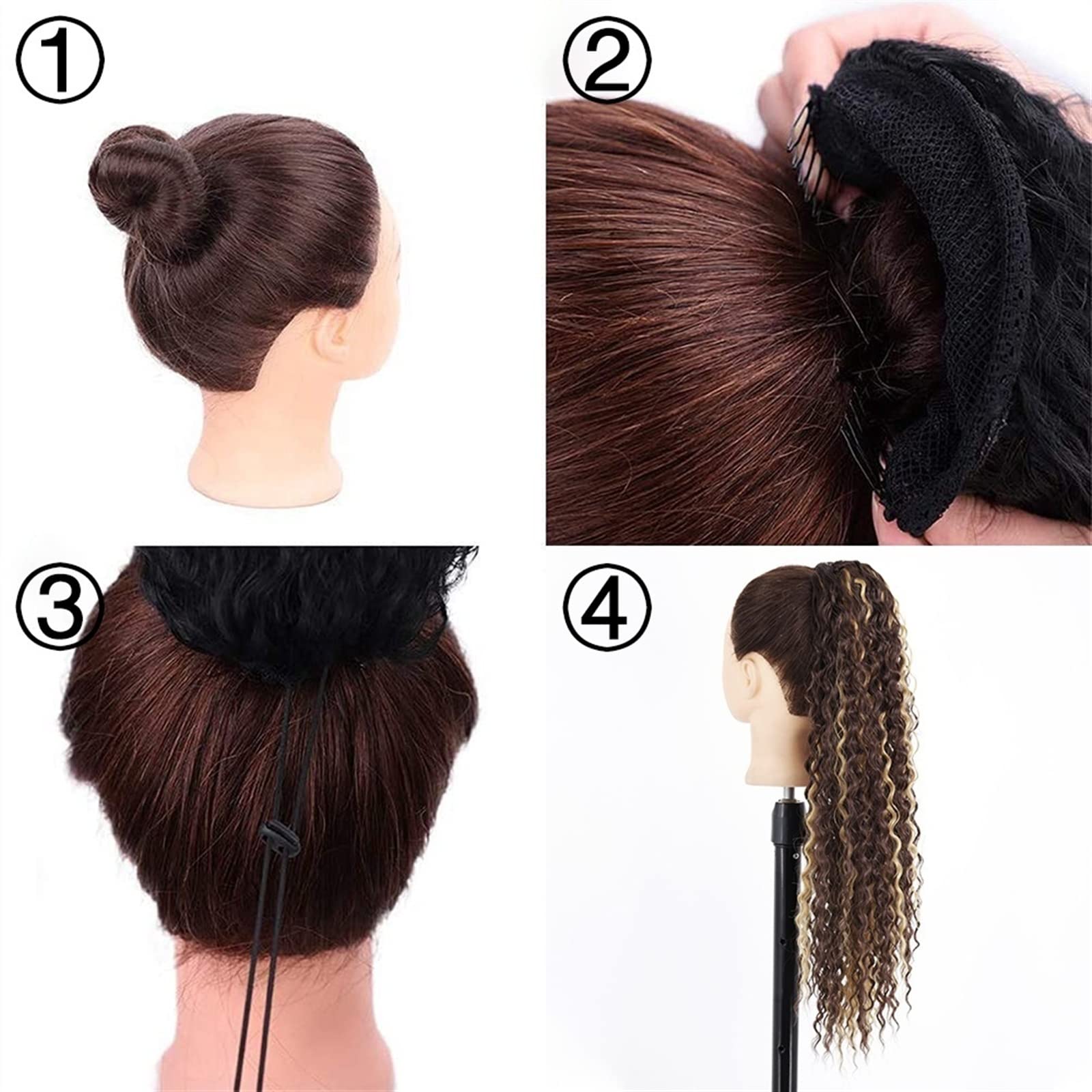 Kunsthaar-Extensions, 1 Packung, Pferdeschwanz, lang, synthetisch, gewellt, 61 cm, Extensions, für Damen, gewellt, gewellt, Dutt, Haar-Accessoires (Color