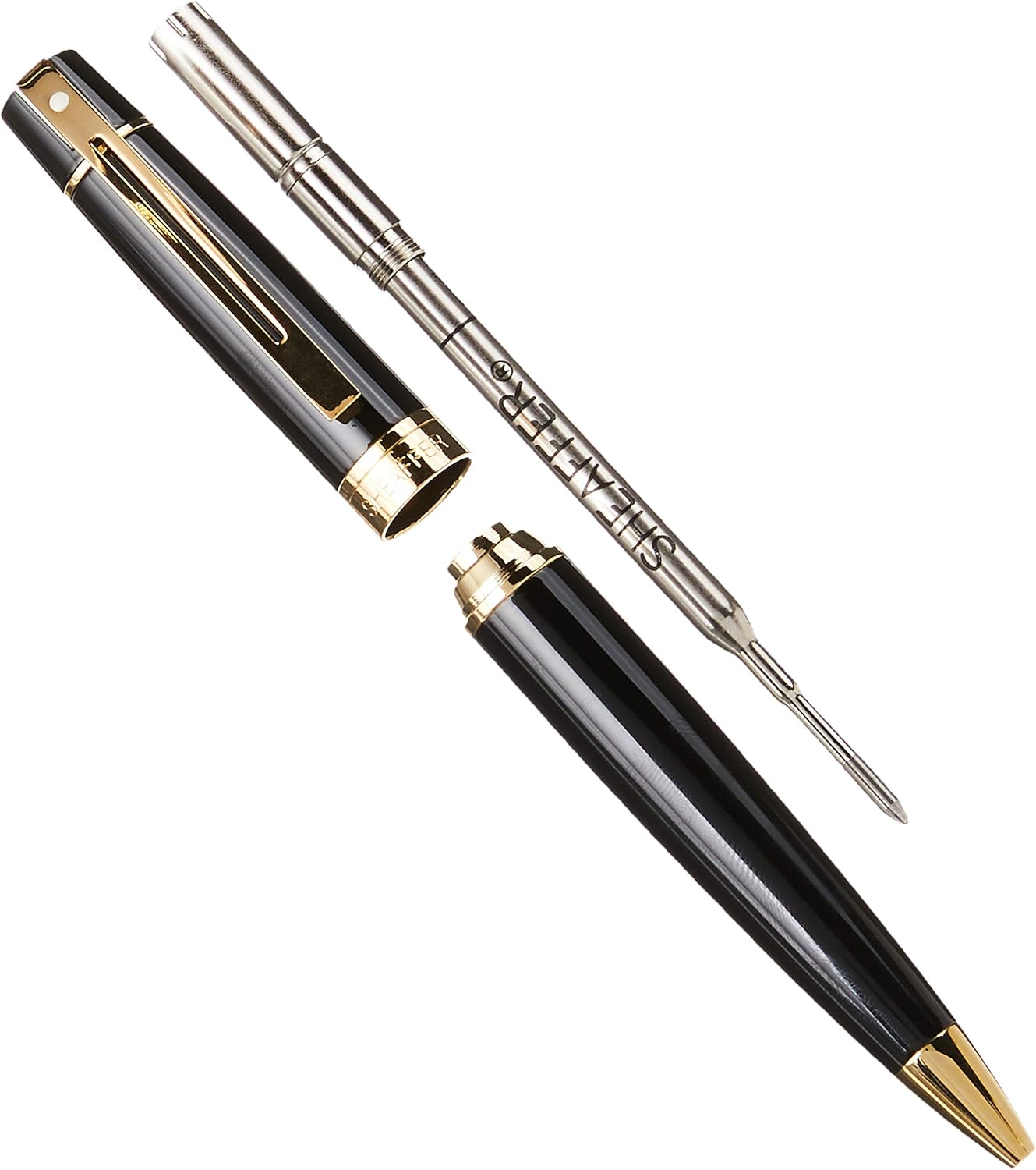 Sheaffer 300 Glossy Black Ballpoint Pen with Gold Tone Trim